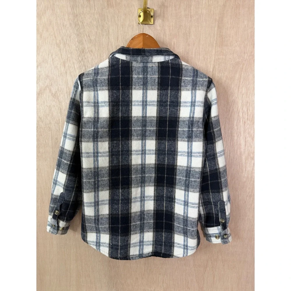 Distortion Boys Blue Plaid Sherpa Lined Button Down Shirt Large 14-16 RN 65933